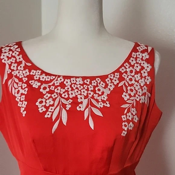 Antonio Melani Orange Embroidery Floral  Dress Size 12 - Picture 12 of 15